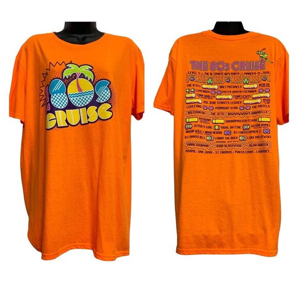 The 80’s Cruise Retro Tee 80s Party Orange Sz L - Picture 1 of 15